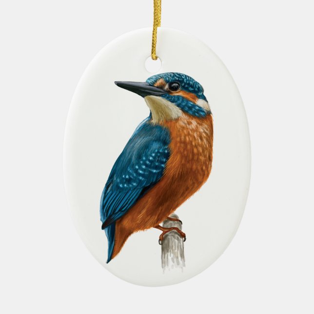 Kingfisher Bird Ceramic Ornament (Front)