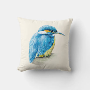 Kingfisher bird fine art throw pillow