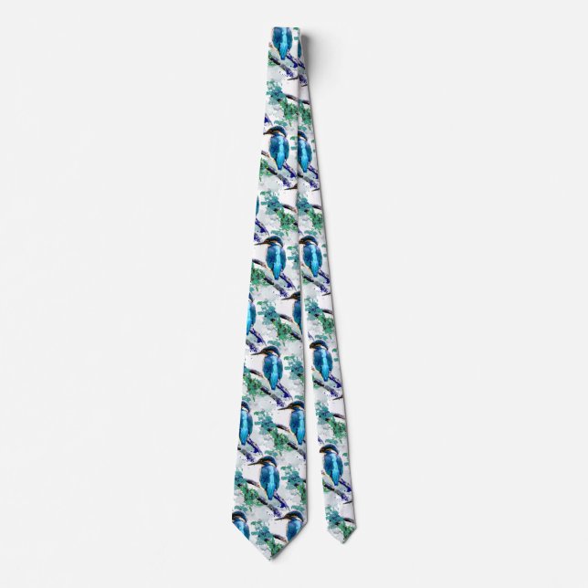 Kingfisher Bird Graphic Art Wildlife Animal Art Tie (Front)