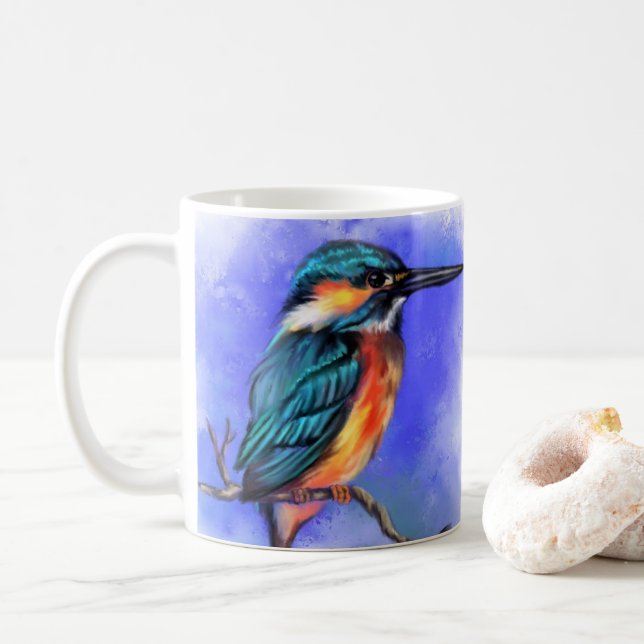Kingfisher Bird Mug (With Donut)