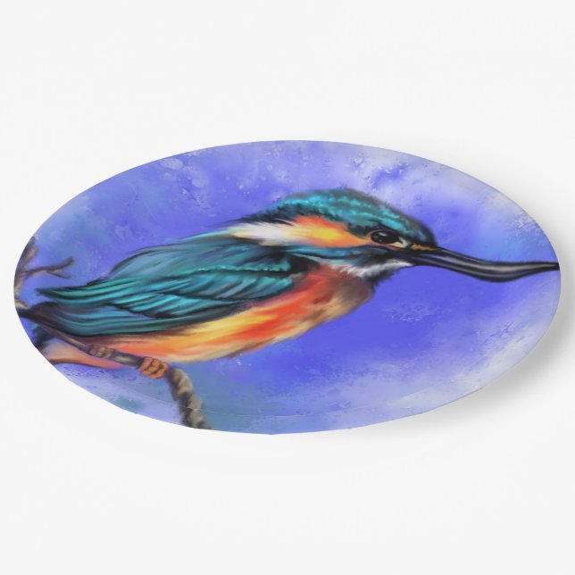 Kingfisher Bird Paper Plates (Angled)