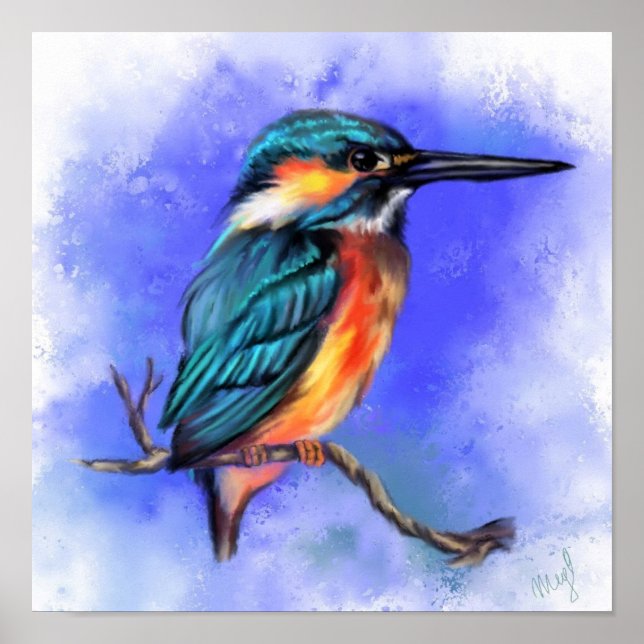 Kingfisher Bird Poster - Painting (Front)