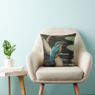 Kingfisher Bird Throw Pillow