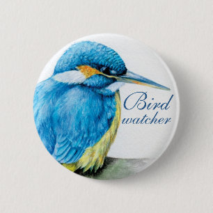 Kingfisher bird watcher button/badge 2 inch round button