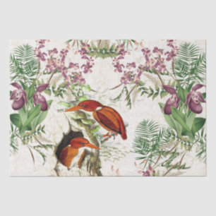 Kingfisher Birds Orchid Flower Palms Tissue Paper