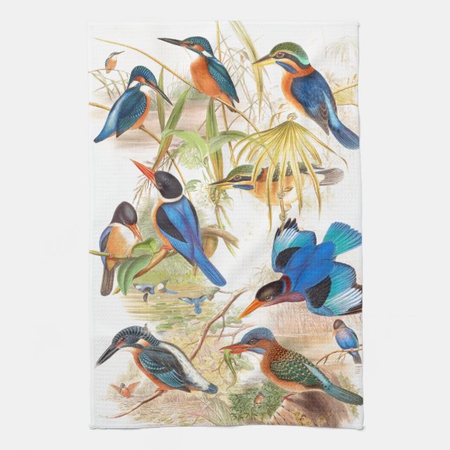 Kingfisher Birds Wildlife Animals Pond Kitchen Towel (Vertical)