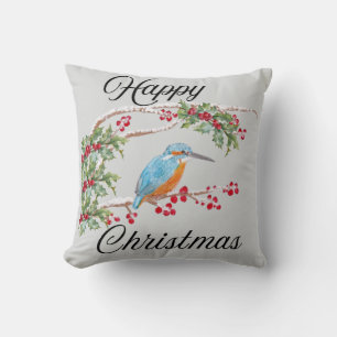 Kingfisher Christmas   Throw Pillow