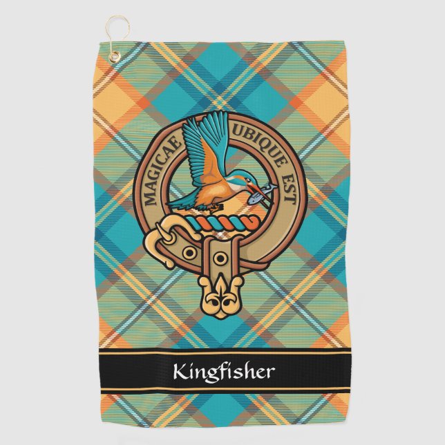 Kingfisher Crest over Tartan Golf Towel (Front)