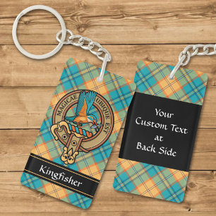 Kingfisher Crest over Tartan Keychain