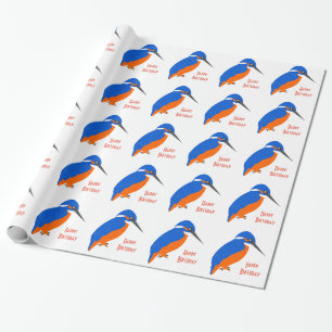 Kingfisher Design Birthday Gift Wrapping Paper