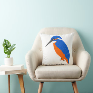 Kingfisher Design Personalised Throw Pillow