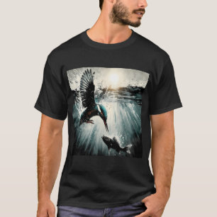 Kingfisher Diving For Fish, Ai Generated Art T-Shirt