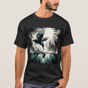 Kingfisher Diving For Fish, Ai Generated Art T-Shirt