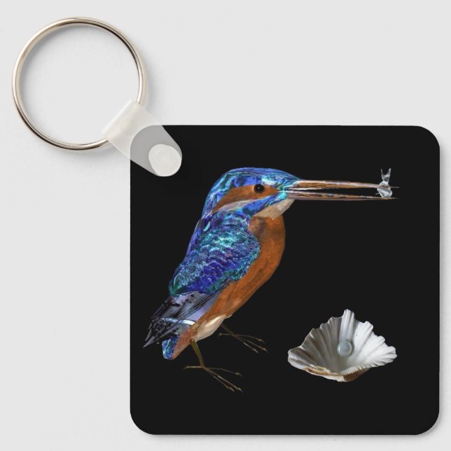 KINGFISHER  , Electric Blue, Black Keychain (Front)