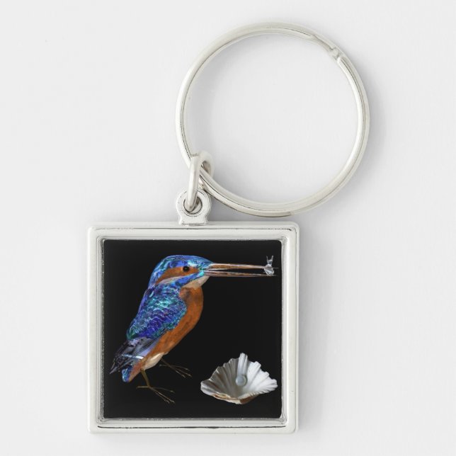 KINGFISHER  , Electric Blue, Black Keychain (Front)