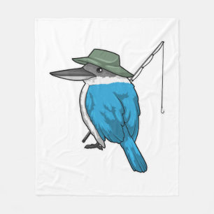 Kingfisher Fishing Fisher Fishing rod Fleece Blanket