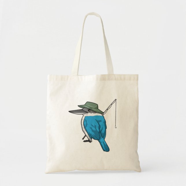 Kingfisher Fishing Fisher Fishing rod Tote Bag (Front)