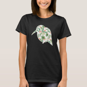 Kingfisher Flower Girl Print Floral Bird Hawaiian T-Shirt