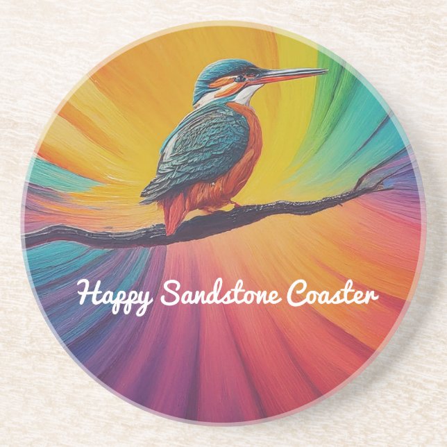 Kingfisher Happy Sandstone  Coaster (Front)