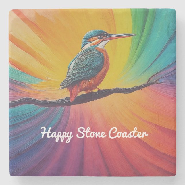 Kingfisher Happy Stone Coaster (Front)