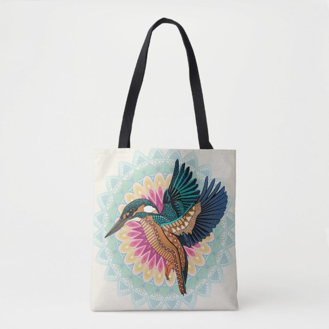 kingfisher mandala tote bag (Front)