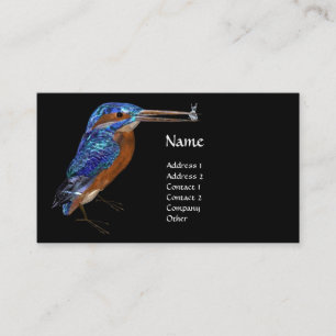 KINGFISHER  MONOGRAM , Electric Blue, Black Business Card