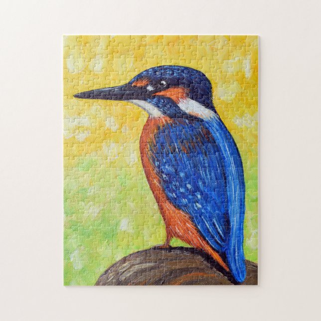 Kingfisher Painting Postcard Jigsaw Puzzle (Vertical)