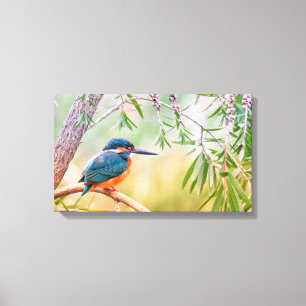 Kingfisher Perched on Branch Canvas Print