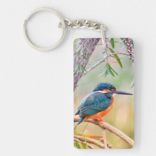 Kingfisher Perched on Branch Keychain