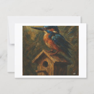 Kingfisher Perched on Old Birdhouse,  Postcard