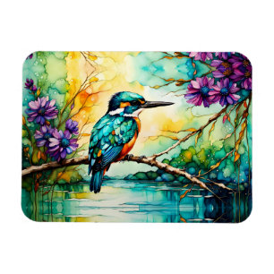 Kingfisher perched over water Wildflowers Magnet