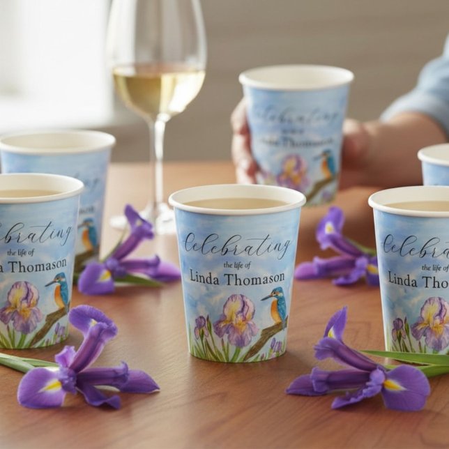  Kingfisher Purple Irises Celebration of Life Paper Cups (Creator Uploaded)