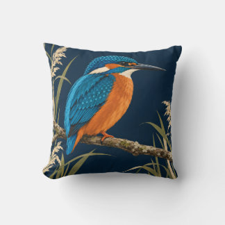 Kingfisher & Reed Blue Orange Botanical Throw Pillow