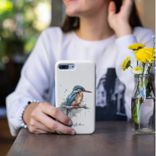 Kingfisher sitting on a branch, customizable iPhone 11 case