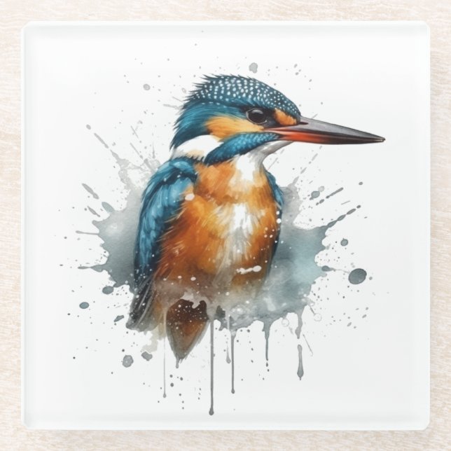 Kingfisher Splash Glass Coaster (Front)