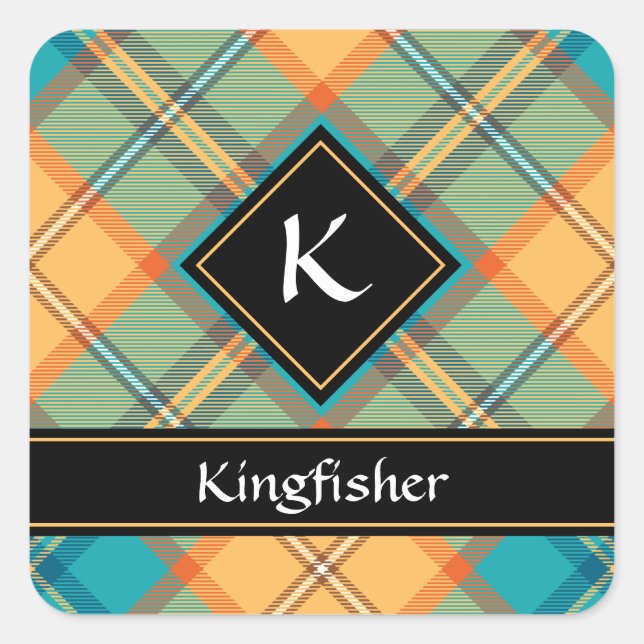 Kingfisher Tartan Square Sticker (Front)