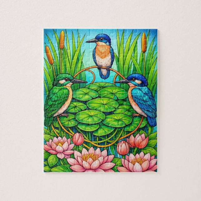 Kingfisher Trio Jigsaw Puzzle (Vertical)