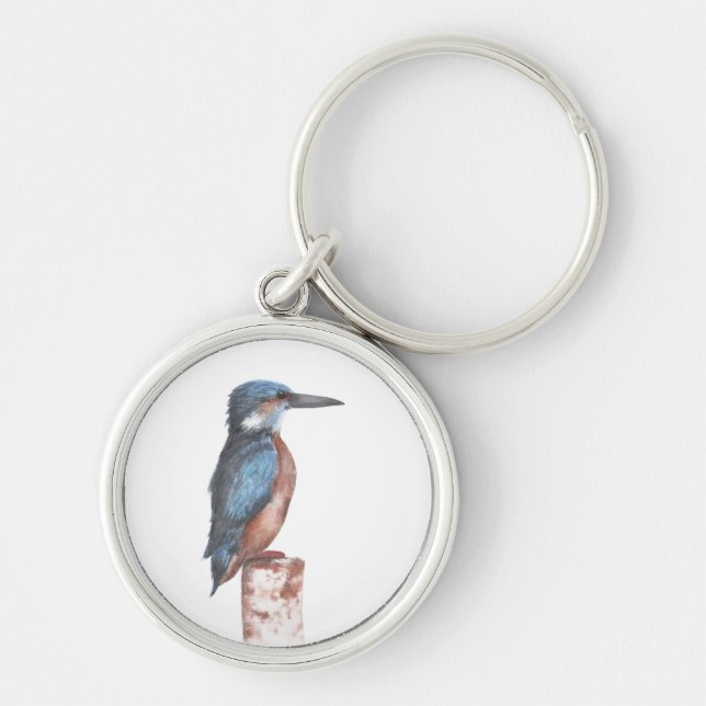 Kingfisher Watercolor Keychain (Front)