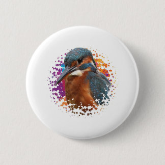 Kingfisher with colorful background 2 inch round button