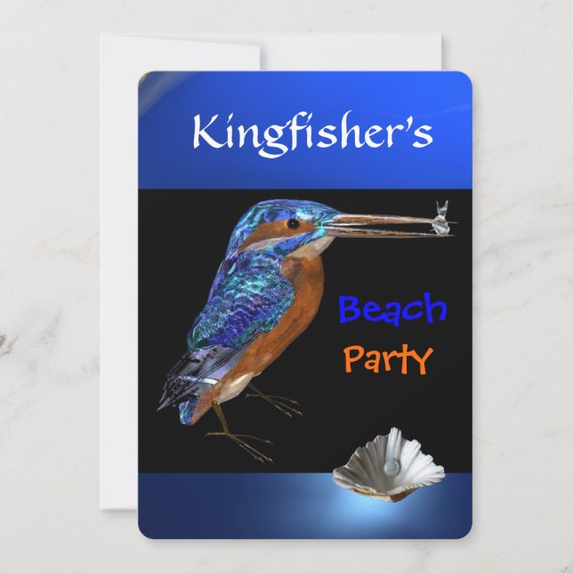 KINGFISHERS  BEACH PARTY,Blue,Black Invitation (Front)