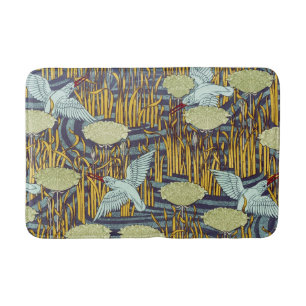 Kingfishers & Flowering Rush Art Nouveau Bath Mat