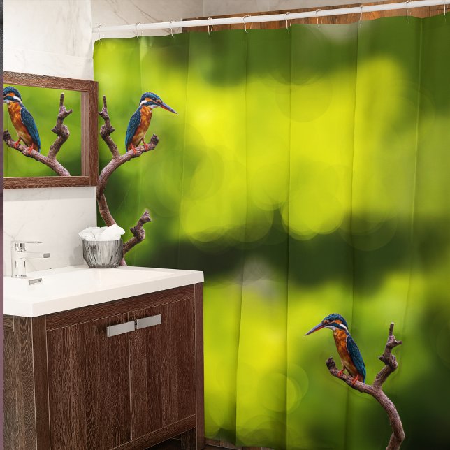 Kingfishers On Branches  (Kingfishers On Branches Shower Curtain)