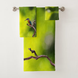 Kingfishers On Branches  Bath Towel Set