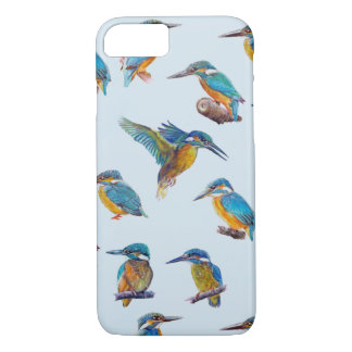 Kingfishers painted on a pale blue background Case-Mate iPhone case