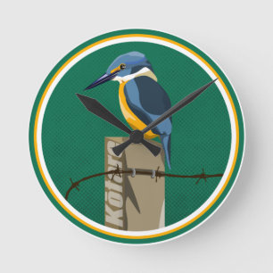 Kingflisher Kotare New Zealand bird Round Clock