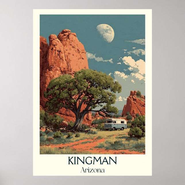 Kingman Arizona Retro Affiche de voyage | Rout vin (Devant)