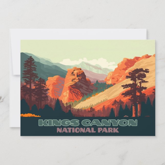 Kings Canyon National Park California Mountains Invitation (Front)