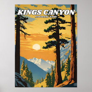 Kings Canyon National Park illustration retro Poster