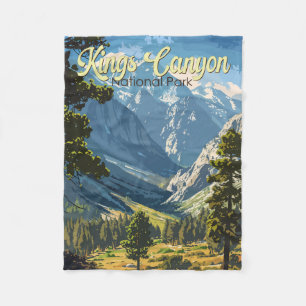 Kings Canyon National Park Illustration Travel Art Fleece Blanket