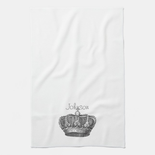 King's Crown Your Text Kitchen Towel (Vertical)